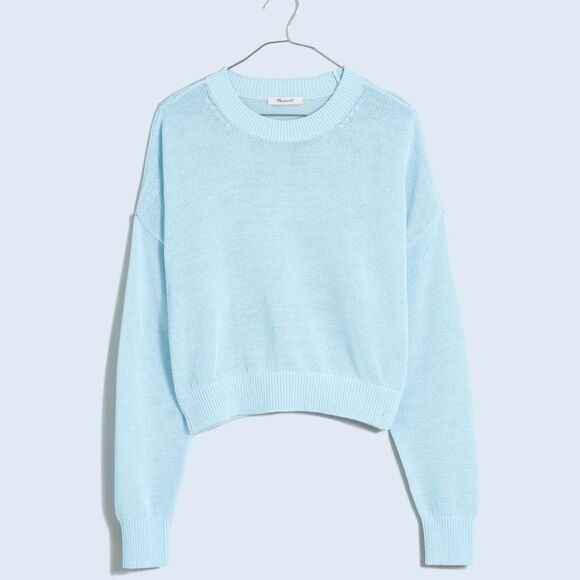 Madewell NWT Sheer Loose Knit Crewneck Sweater Size Small in Clarity (Blue) - Picture 6 of 10